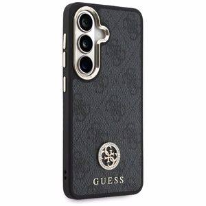Guess 4G Big Rhinestone Triangle Strap MagSafe dėklas + dirželis Samsung Galaxy S26 juodas