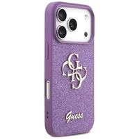 Guess Fiksuotas Blizgus Didelis 4G dėklas telefonui iPhone 17 Pro - violetinė