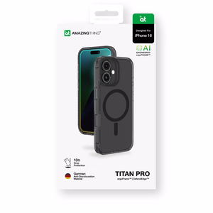 AmazingThing Titan Pro Mag dėklas su magnetiniu žiedu iPhone 16 - juodas