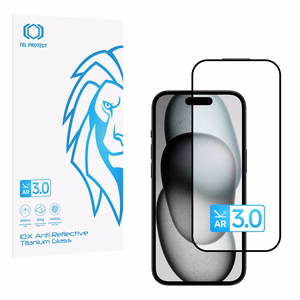 Grūdintas stiklas Tel Protect 10X AR 3.0 AntiReflective Titanium skirtas Iphone 15 (vokas)