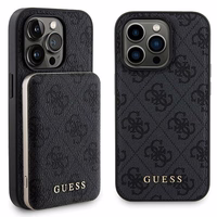Guess 4G Metal Logo dėklas telefonui rinkinys iPhone 13 Pro + 5000mAh Magnetinė išorinė baterija - juoda