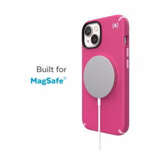 Speck Presidio2 Pro + MagSafe case for iPhone 15 Plus / 14 Plus, with Microban antimicrobial protection, Digital Pink / Blossom Pink / White