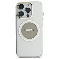Guess IML Metal Colored Circle Classic Logo Magnetinis dėklas telefonui iPhone 16 Pro Max - pilkas