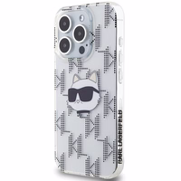 Karl Lagerfeld IML Choupette galvos ir monogramos dėklas iPhone 15 Pro Max - permatomas