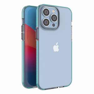 Spring Case dėklas telefonui iPhone 14 Pro Max silikoninis dangtelis su rėmeliu šviesiai mėlynas