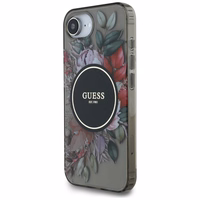 Guess IML Flowers Magnetinis dėklas telefonui iPhone 16e - juodas