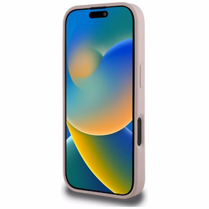 Guess grūdėtas didelis 4G logotipas mažas klasikinis logotipas dėklas iPhone 16 Pro - rožinis