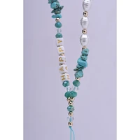 HAPPY telefoninis dirželis, telefono pakabukas / ilgis 44 cm (kilpoje 22 cm) / rankoje - šviesiai mėlynas