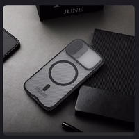 "Nillkin CamShield Pro MagSafe" suderinamas dėklas "iPhone 17" - skaidrus, juodas