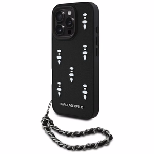 Karl Lagerfeld Saffiano Crystals su grandine dėklas telefonui iPhone 16 Pro Max - juodas