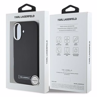 Karl Lagerfeld FW Metal Plate Magnetinis iPhone 16 Plus dėklas - juodas