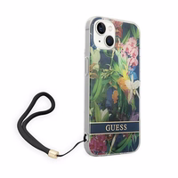 Guess GUOHCP14SHFLSB iPhone 14 6.1 "mėlynas/mėlynas kietas dėklas Gėlių dirželis