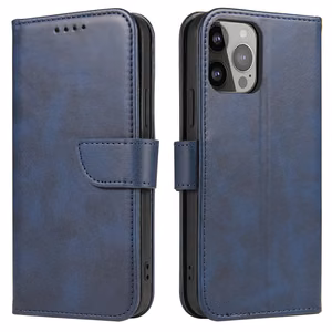 Чехол-кошелёк с подставкой для iPhone 15 Plus Magnet Case - синий