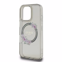 Guess IML Flowers Wreath Magnētinis dėklas telefonui iPhone 16 Pro - juodas