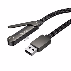 Cable with bracket USB A to USB C 3A Hoco 1,2 m U150 Exquisite black
