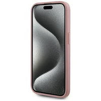 Karl Lagerfeld Wrinkled Metal Signature dėklas telefonui iPhone 15 Pro - rožinė