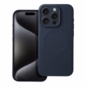 Чехол для iPhone 15 Pro силиконовый Mag Cover совместимый с MagSafe титановый синий