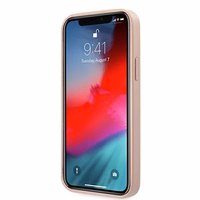 Guess GUHCP12MRSAVSRG iPhone 12/12 Pro 6.1 rožinis kietasis dėklas Saffiano Vintage Script