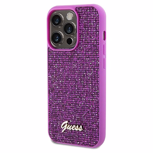 Guess Disco Metal Script dėklas telefonui iPhone 14 Pro Max – fuksijos