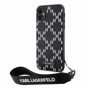 Karl Lagerfeld KLHCN61SAKLMBSK iPhone 11 / Xr 6.1" чёрный/чёрный хардкейс Monogram Losange Saffiano