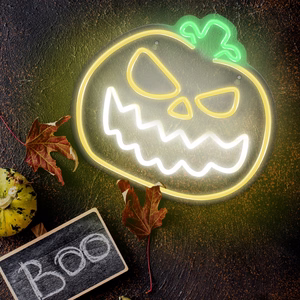 Neon PLEXI LED ANGRY PUMPKIN geltonas baltas FPNE14 Forever Light