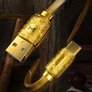 USB laidas WK Design Golden Series auksinis Type-C 100cm (iki 6A)