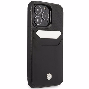 Dėklas telefonui BMW BMHCP14X22RSEPK iPhone 14 Pro Max 6.7" juodas/juodas odos kortelių lizdas