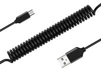 Spiralinis kabelis - USB į Micro USB - 2A 1 metras juodas