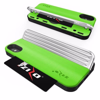 Zizo Retro Series - Wallet Back with Magnetic Closure and Built-In Kickstand iPhone Xs /X (Neon žalias/sidabrinis)