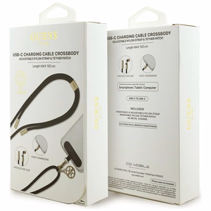 "Guess CBDY 4G Charm" USB-C / USB-C kabelis 150 cm - Juodas