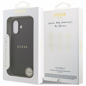 Guess Grūdėtas Žiedas Magnetinis dėklas telefonui iPhone 17 - juodas