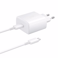 Samsung EP-TA845EWE 45W sieninis įkroviklis su USB-C kabeliu Samsung EP-DW767JWE 45W 1.8m (OOB Bulk - pakaitinė pakuotė) - baltas