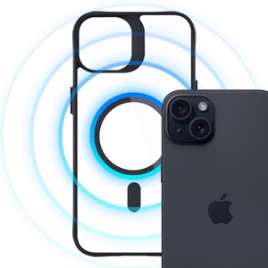 3mk Satin Armor Magnetinis dėklas telefonui su MagSafe iPhone 15 - permatomas su juodu rėmeliu