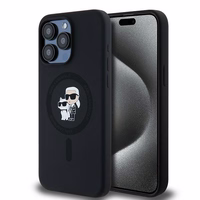 Karl Lagerfeld Silikoninis Karl&Choupette Ring MagSafe dėklas telefonui iPhone 15 Pro Max - juodas