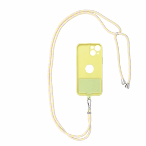 SWING (6mm) telefono dirželis, telefono pakabukas su reguliuojamu ilgiu / virvelės ilgis 165 cm (maks. 82,5 cm kilpoje) / ant peties arba kaklo – pilkas–geltonas
