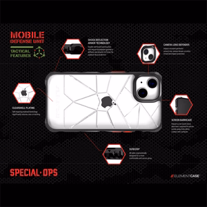 Element Special Ops X5 case for iPhone 14 Plus, with Mil-Spec drop protection, black and smoke
