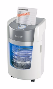 Leitz IQ OptiMax Small Office 350 – P-5 mikrofragmentinis dokumentų naikiklis, 22 l, baltas (83590000)