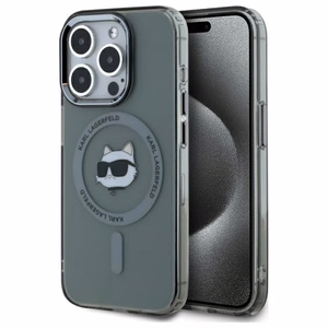 Karl Lagerfeld KLHMP15LHLSCHK iPhone 15 Pro 6.1" juodas/juodas kietas dėklas IML Metal Choupette Head Magnetinis