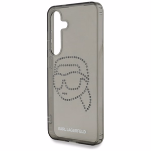 Karl Lagerfeld dėklas telefonui su kalnų krištolais Karl Head logotipu Samsung Galaxy S25 juodas