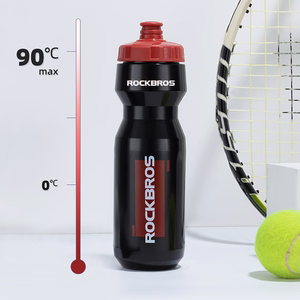Rockbros 750 ml dviračio gertuvė - skaidri juoda su raudonu antgaliu