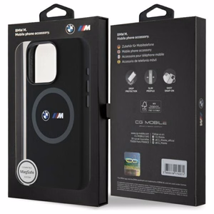 BMW M Silikoninis Spausdintas Žiedas Magnetinis dėklas iPhone 16 Pro Max - juodas
