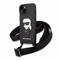 Karl Lagerfeld KLHCP14MSTKMK iPhone 14 Plus 6.7" juodas/juodas kietasis dėklas Monograma Ikonik Pleistras