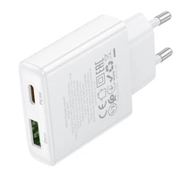 Borofone Įkroviklis BN25 Wish (Ultra Thin) - USB + Type-C - PD QC 3.0 30W baltas
