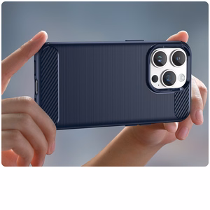 Karboninis dėklas iPhone 14 Pro Max - gelio nugaros dangtis, mėlynos spalvos