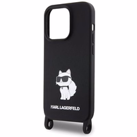 Karl Lagerfeld KLHCP15XSCBSCNK iPhone 15 Pro Max 6.7" kietas dėklas juodas/juodas Crossbody Silikoninis Choupette