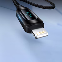 USB-A - Lightning kabelis Wozinsky WUALC2 su LED ekranu 2.4A 2m - juodas