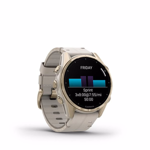 Garmin Fenix 8 3,3 cm (1.3") AMOLED 43 mm Skaitmeninis 416 x 416 pikseliai Lietimui jautrus ekranas Auksas „Wi-Fi“ GPS (palydovinis)