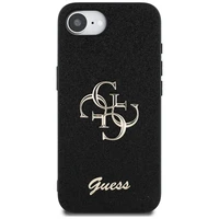 Guess Fixed Glitter Big 4G dėklas telefonui iPhone 16e - juodas