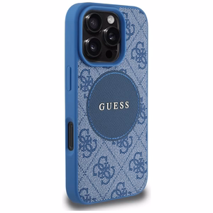 Guess 4G Circle Classic Logo Magnetinis dėklas telefonui iPhone 16 Pro Max - mėlynas