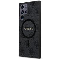 Guess 4G Collection Odinis Metalinis Logotipas Magnetinis dėklas telefonui Samsung Galaxy S24 Ultra - juoda